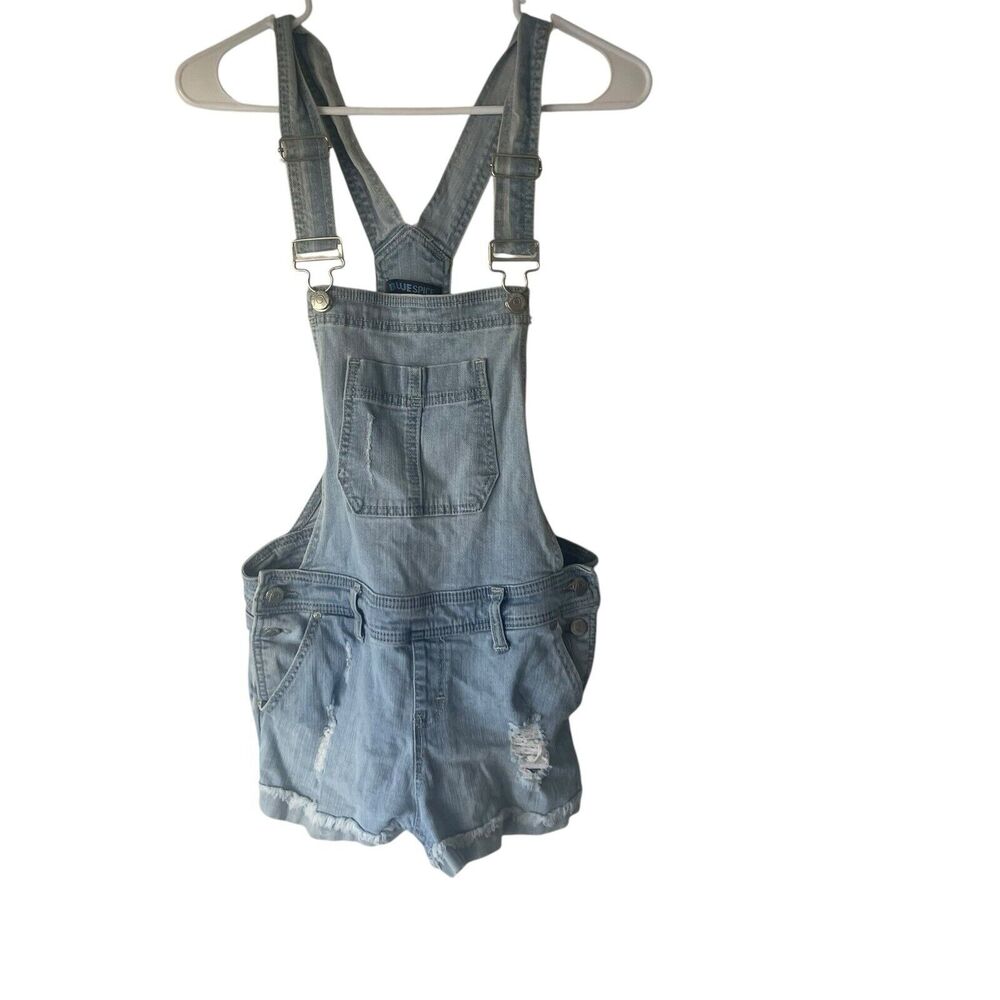 Blue Spice Y2k Juniors's Size 9‎ Light Wash Cuffed Shorts Overalls